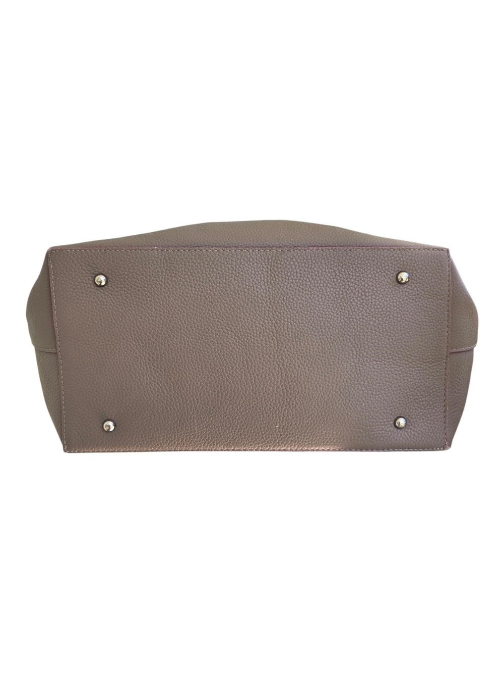 Lodis Taupe Pebbled Leather Work Tote With Pink Trim - Picture 11 of 12